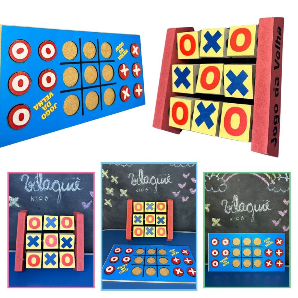 Brinquedo Pedagógico Educativo Jogo da Velha em MDF