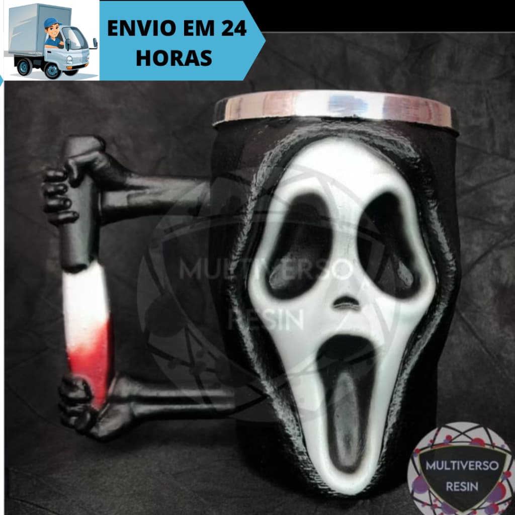 Caneca/Copo Pânico Ghostface Terror 3D Resina