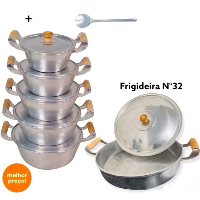 Jogo de panelas  De alumínio Batido Fundido  kit 5 pçs panelas + Frigideira Grossa com tampa🔝