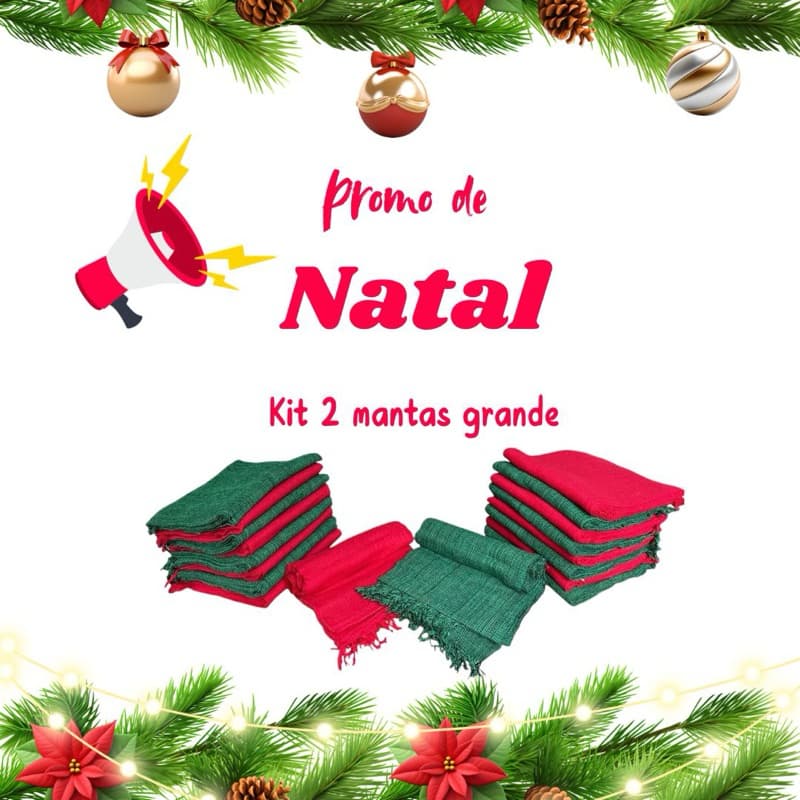 Kit 2 Mantas para o Natal 210x120 Decorativa 100% Algodão