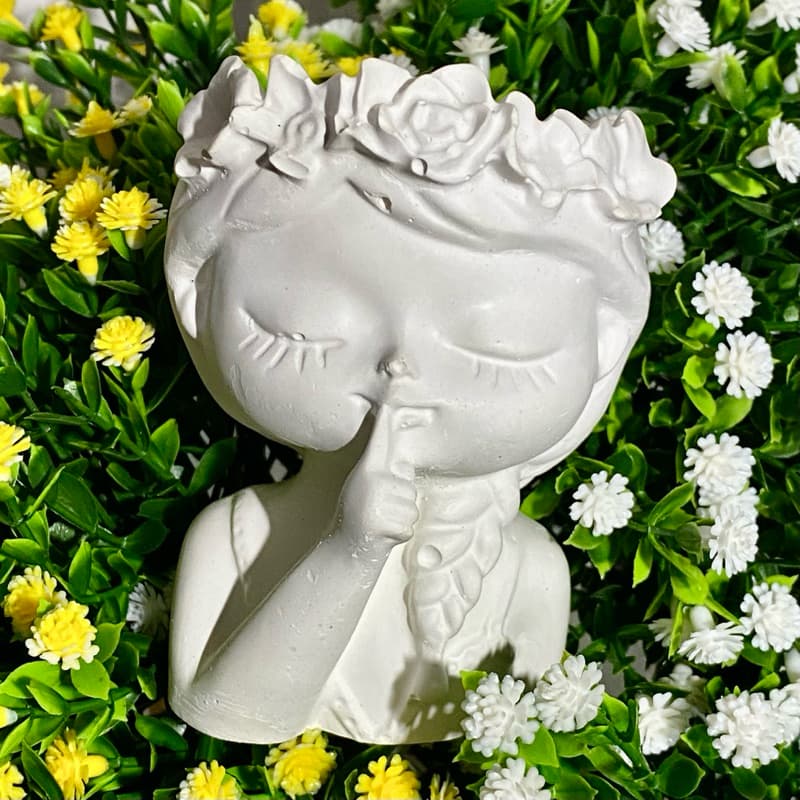 Vaso Suculenta Decoração Gesso Mesa Cabeceira