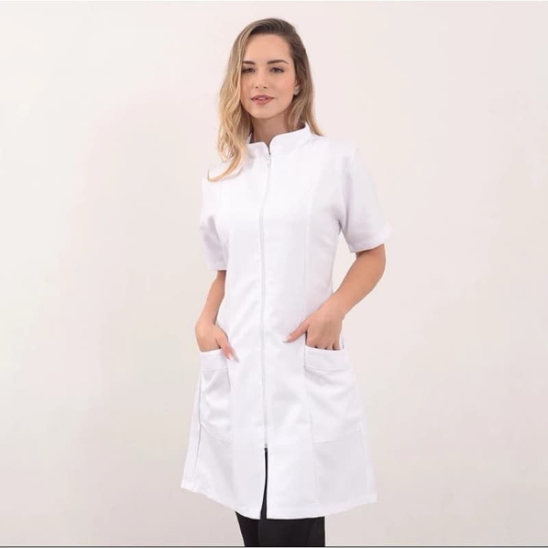 jaleco com zíper manga curta Gabardine médica dentista enfermeira direto da fábrica