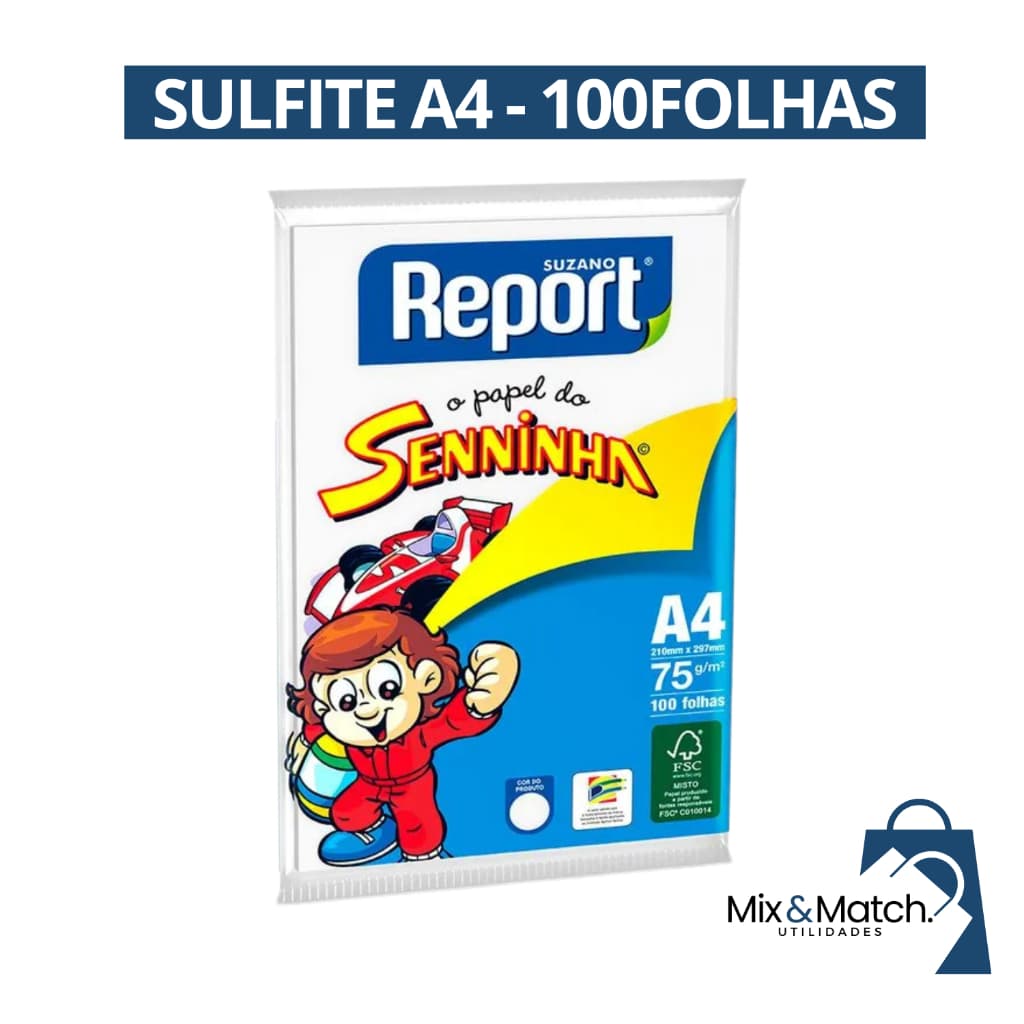 Papel Folha Sulfite Seninha A4 75g Branco 100 Folhas - Report
