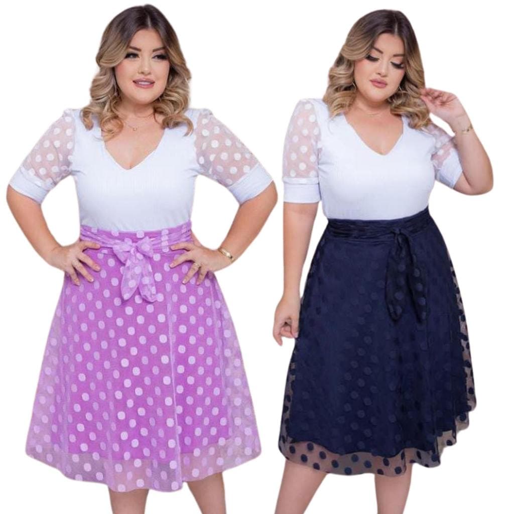 KIT COM 2 SAIAS MIDI COM LAÇO EM TULE FORRADA MODA COMPORTADA