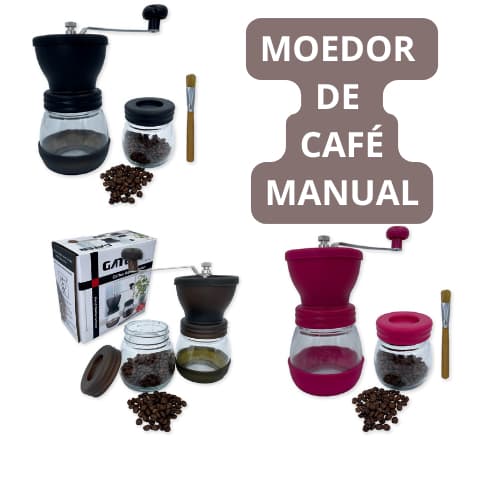 MOEDOR DE CAFÉ MANUAL DE VIDRO, PLÁSTICO, INOX E CERÂMICA