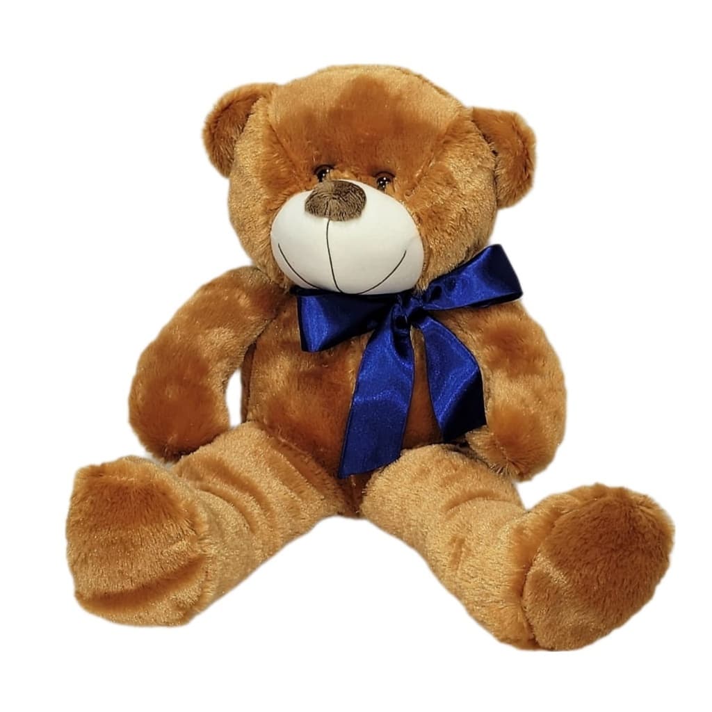 Urso de Pelúcia Grande 50cm Teddy Caramelo Macio c/ Laço - Antialérgico Decoração Quarto Bebê Nicho e Presente Infantil
