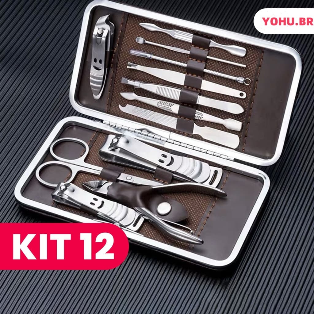 Conjunto de Manicure Portátil com Cortador de Unhas, Pinça e Tesoura