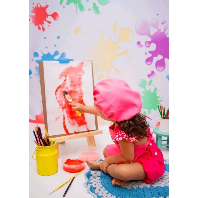 Kit De Pintura 1Cavalete De Mesa, 1Prancheta, 1 Pincel 6 guache +10 Folhas A3