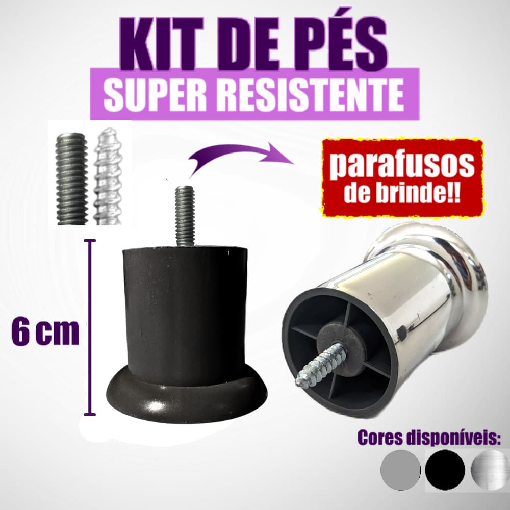 pe de sofa , bau ,armario, Cabeceiras, puff ,cama box- kit 4/8un   6cm altura  cod 15