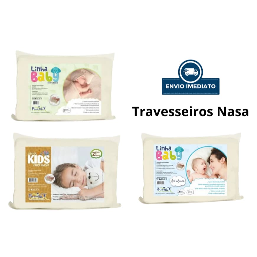 Travesseiros Nasa Visco Elástico - 3 Opções para Bebês e Crianças