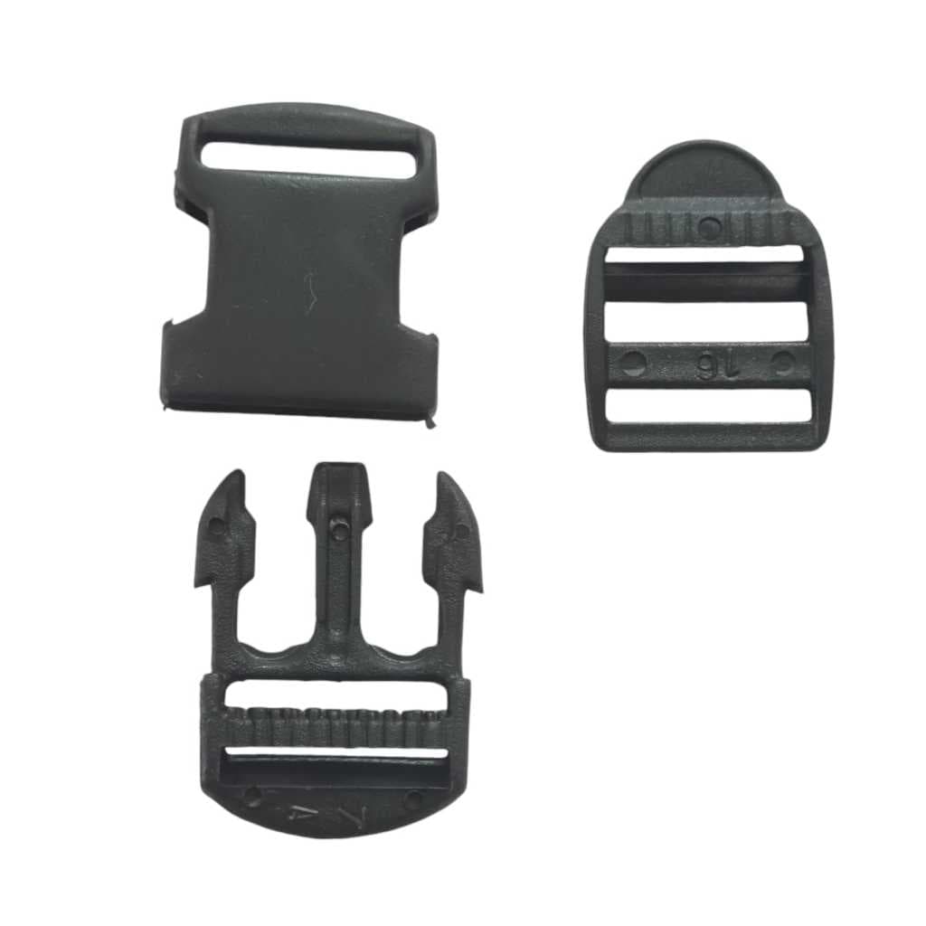 CONJUNTO FECHO 25mm + REGULADOR TIPO CASTELINHO 25mm - Cor Preto