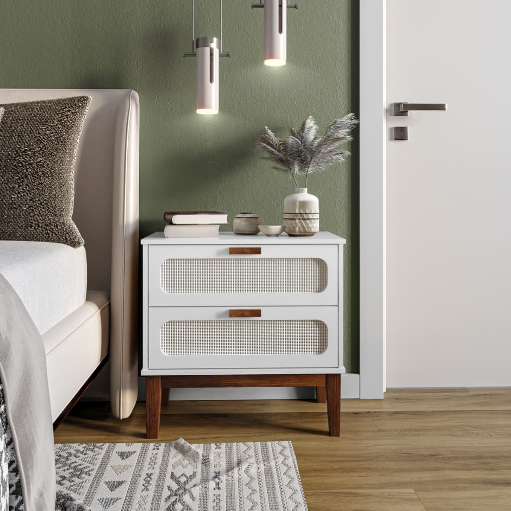 Mesa De Cabeceira Santorini 60cm Com Pés Em Madeira Pinus Maciça Lançamento