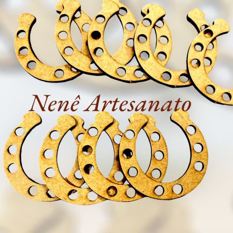 20 Apliques Ferradura 10x10 cm Mdf Crú Artesanato Festa Amuleto