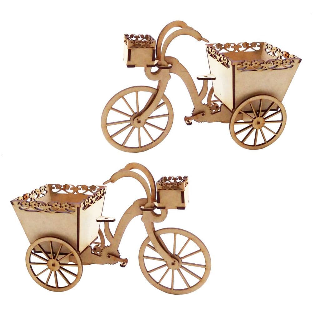 Kit 2 centro de mesa Bicicleta cachepot 23 cm mdf cru decoração artesanato enfeite festa aniversario