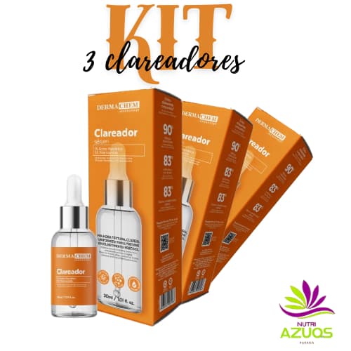 Kit com 3 Sérum Efeito Clareador Efeito Clareador- Dermachem 30ml