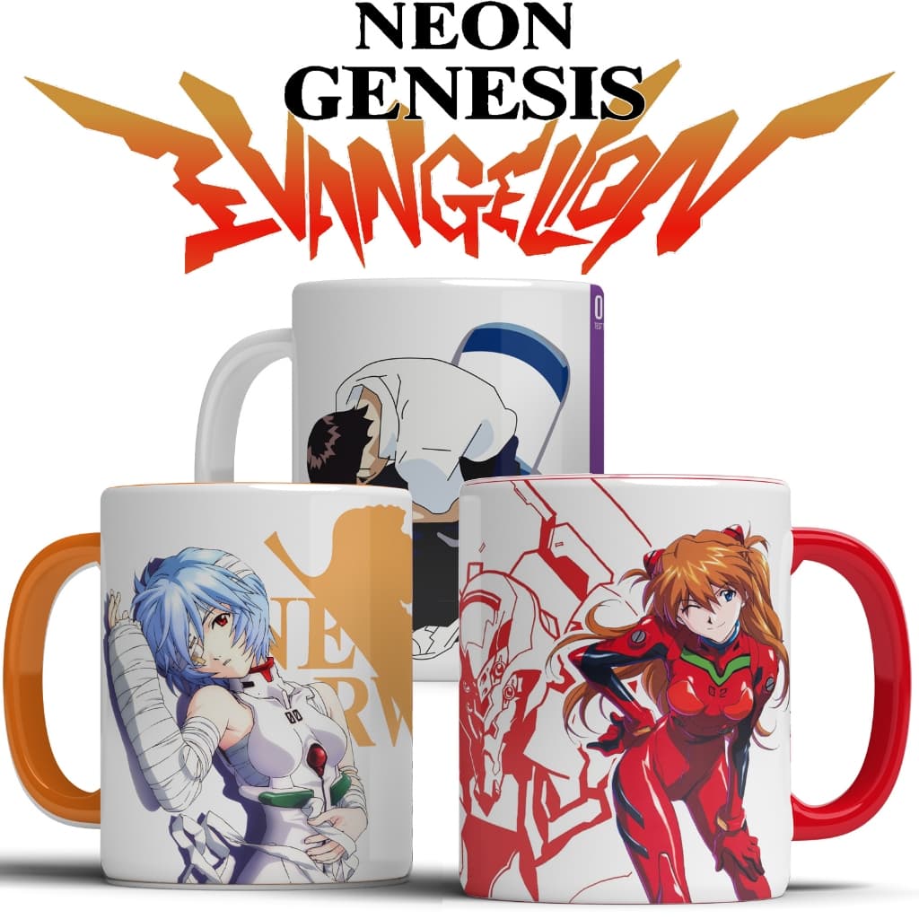 Caneca Anime Neon Genesis Evangelion Asuka / Shinji / Rei / Misato