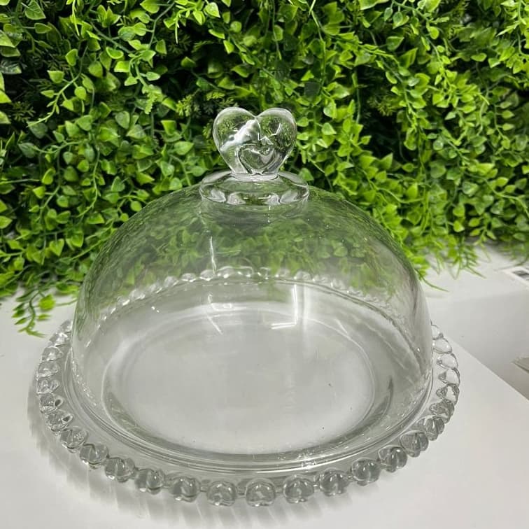 Queijeira Coração C/Tampa de Cristal 19,5x13cm - Lyor 1702