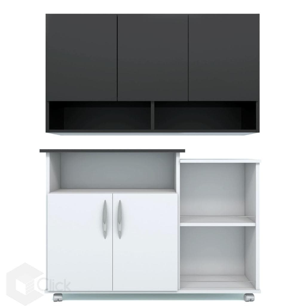 Kit Armário E Balcão Para Mircroondas Cozinha Completa Compacta