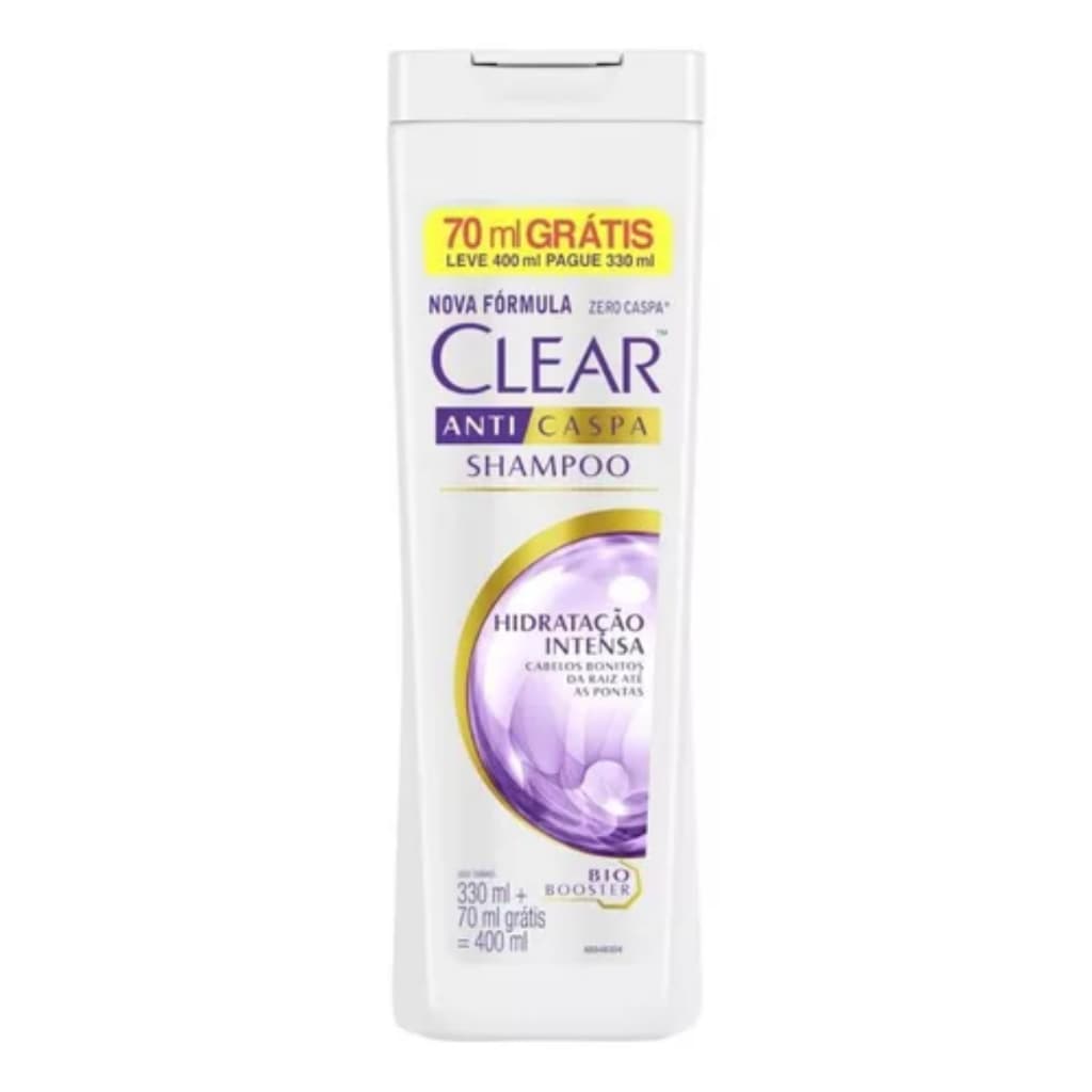 Shampoo Hidratação Intensa Clear Leve 400ml Pague 330ml