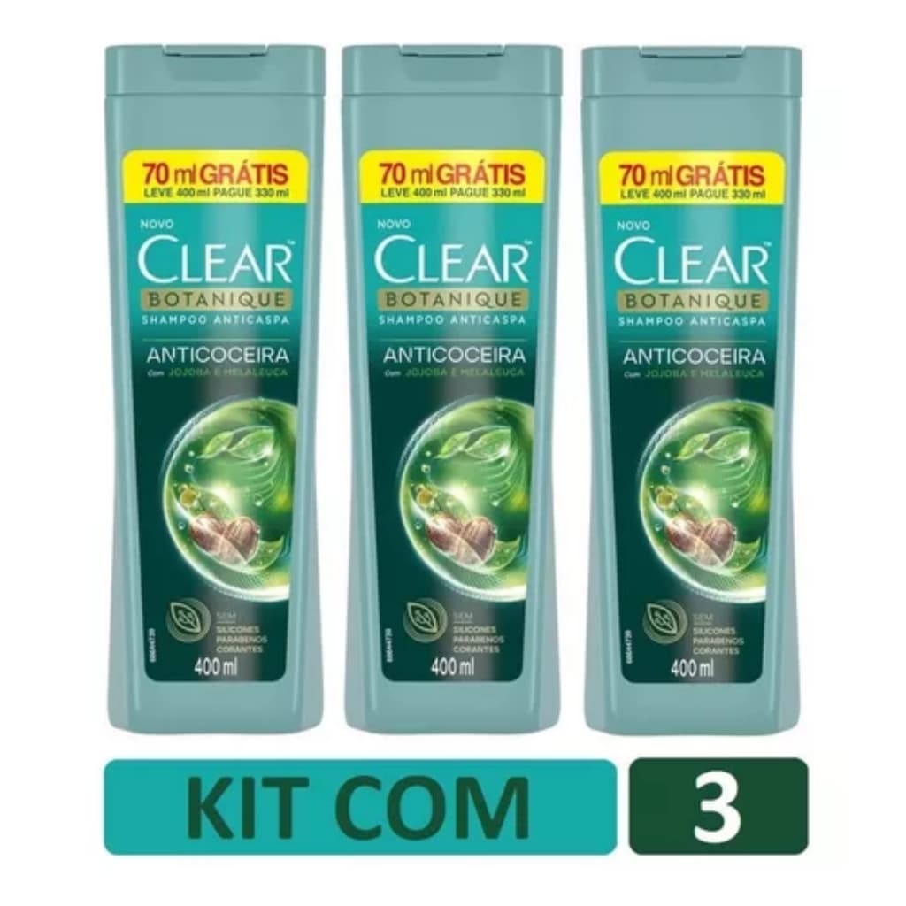 Kit Com 3 Shampoo Clear Botanique Anticaspa 400ml