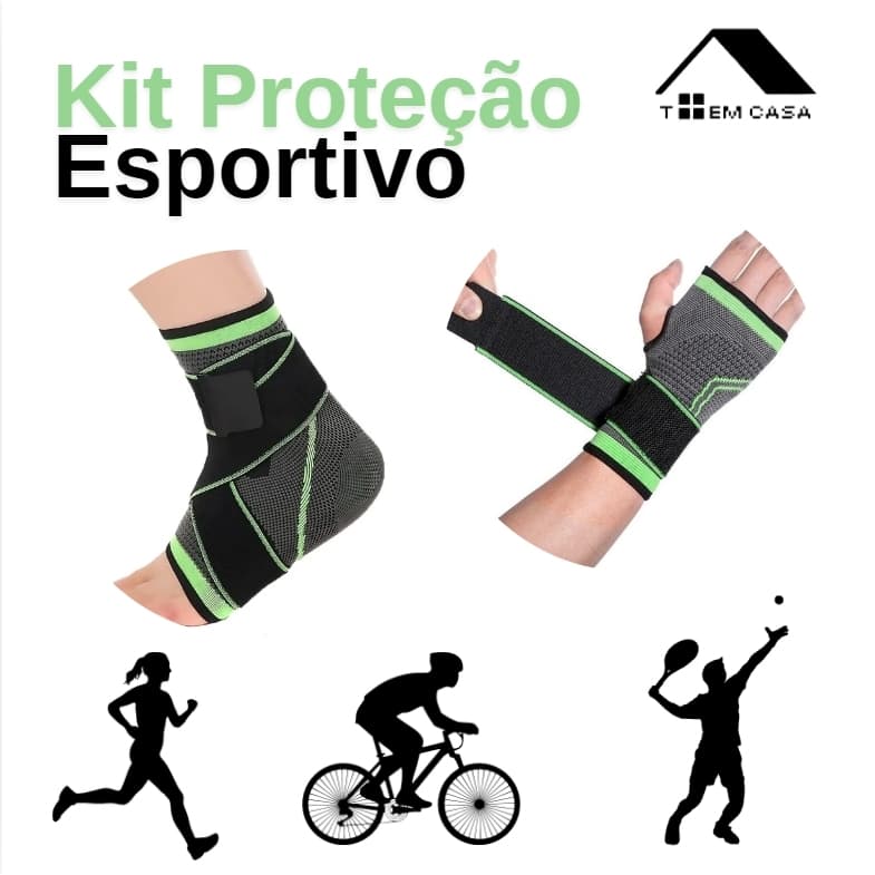Tornozeleira + Munhequeira D/Pulso Tendinite Ortopedica Compressão Ajustável Esportiva