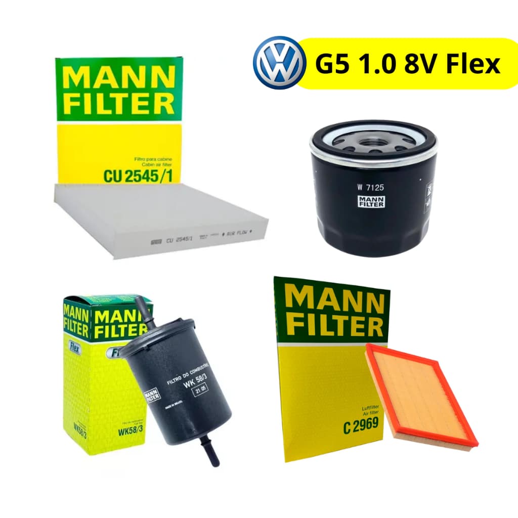 Kit de Filtros Mann Filter Gol G5 G6 Voyage 1.0 EA111 2011 a 2015 Flex