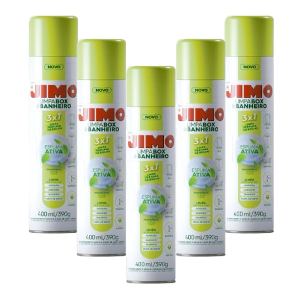 Kit 5 Jimo Limpa Box Rejuntes Azulejos Metais Louças 5x400ml