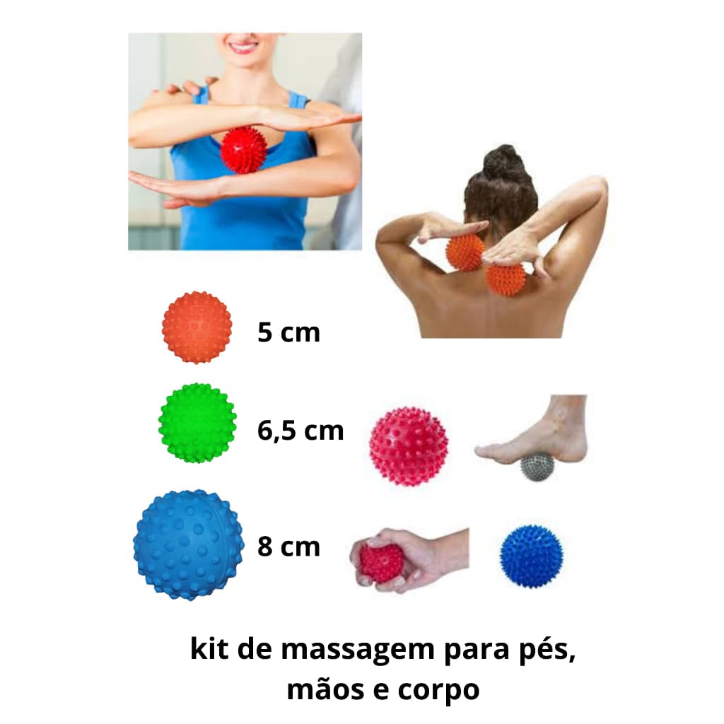 kit 3 bolinhas fisioterapia e massagem mini cravo, cravo e cravão