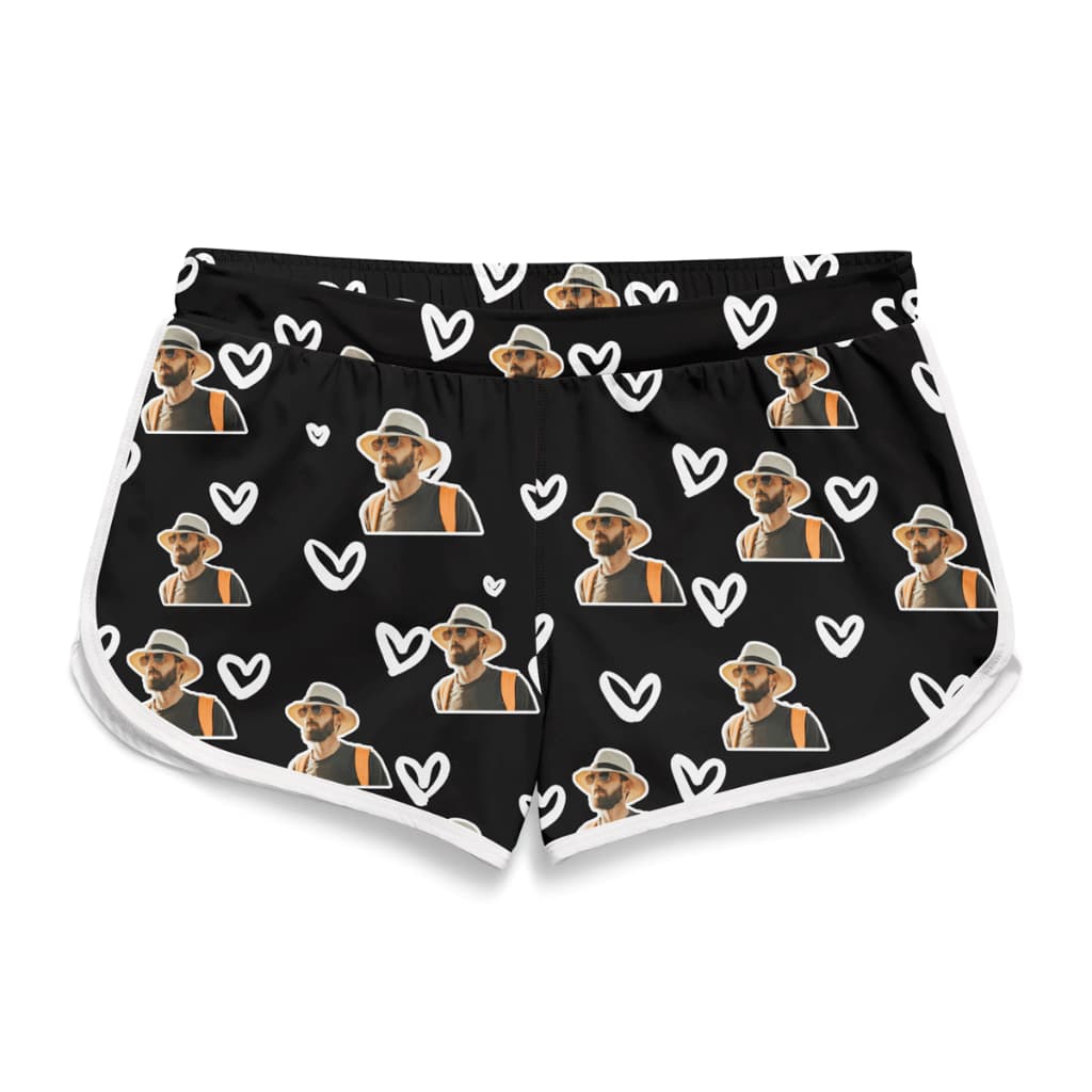 Short Feminino personalizado com foto e corações Praia Academia