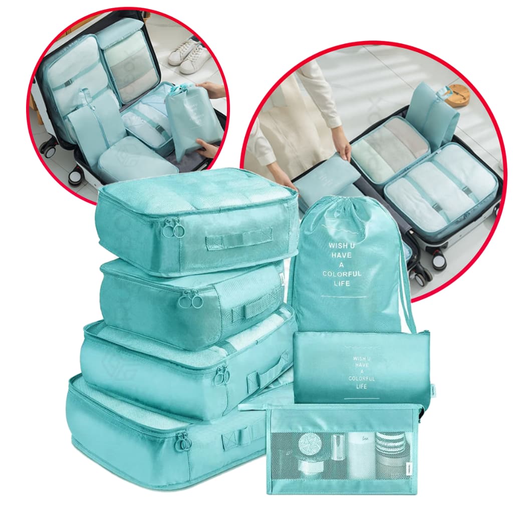 Organizadores De Mala Kit Organizador De Bagagem Para Roupas E Calçados 7 Bolsas Necessaire