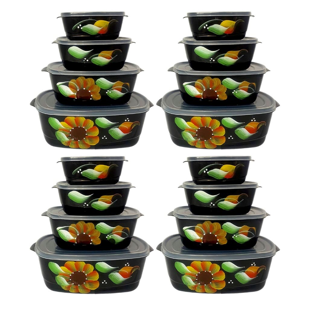 Kit 16 Potes Plásticos Decorados à Mão Ideal para Organização e Decoração da Cozinha