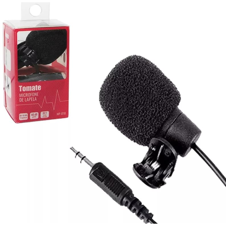 Kit Microfone De Lapela Para Celular Com Adaptador Pc Not Cor Preto