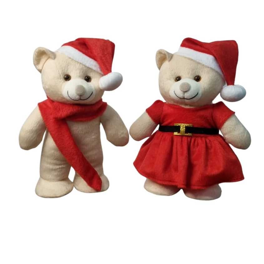 Urso de Pelúcia Papai Noel e Mamãe Noel Enfeite Decoração de Natal