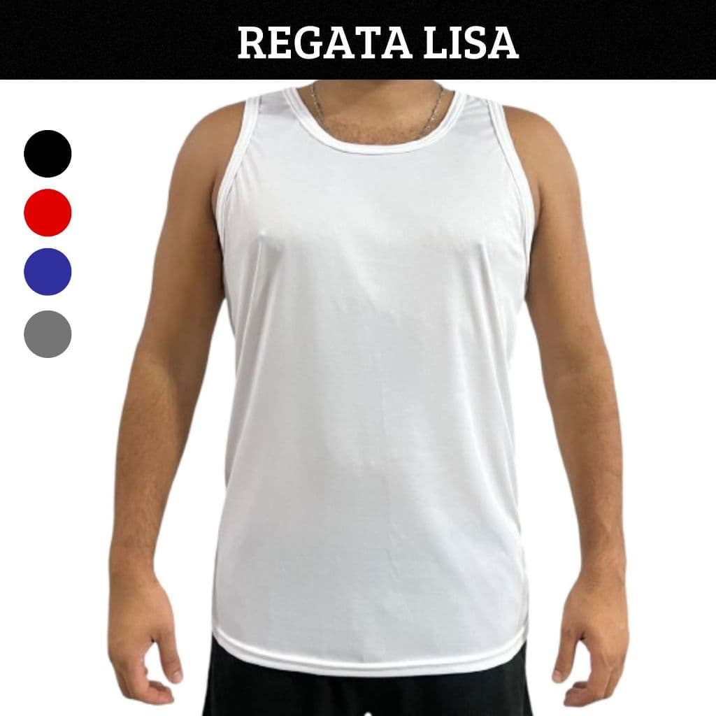 Camiseta Regata Dry Fit Leve Masculina Fitness Lisa para Treino Academia Musculação Corrida Poliéster Promoção