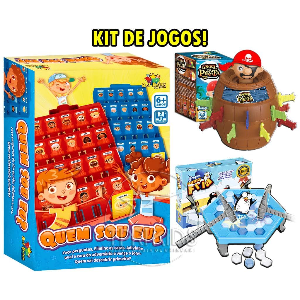 Kit Brinquedos Infantis Quem Sou Eu Jogo Tabuleiro Educativo Mesa Carta Menino Menina Cara a Cara