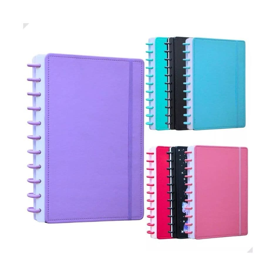 Caderno Inteligente A4 Capa dura de Courino Liso 80 Folhas Pautadas 11 discos