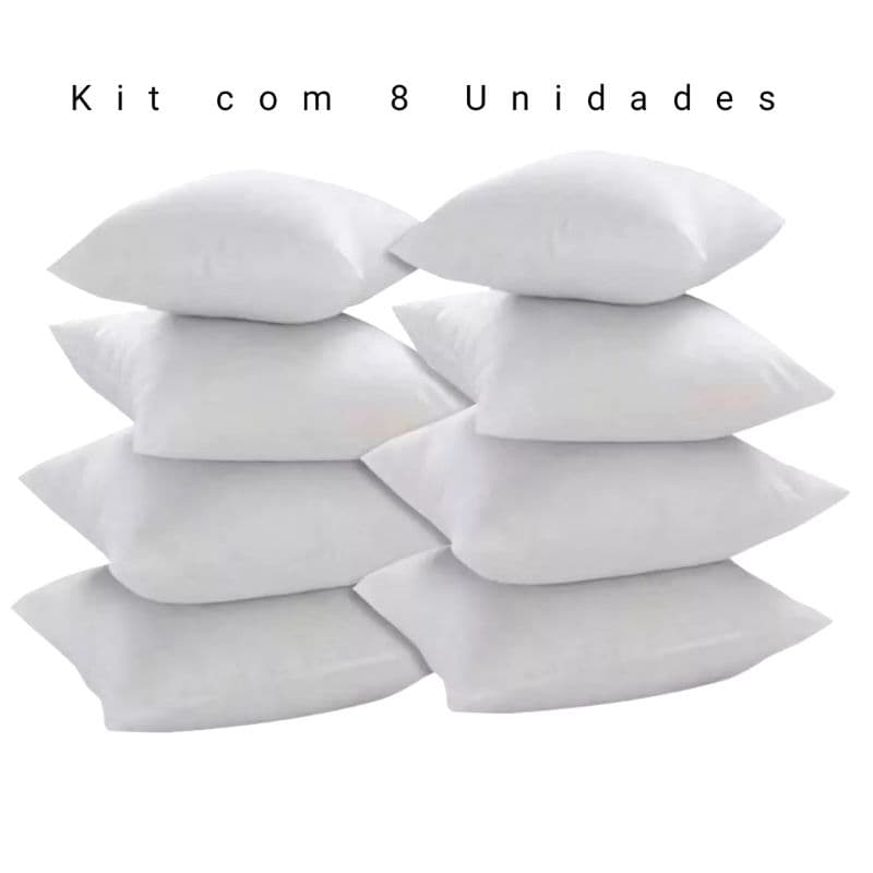Kit Com 8 Enchimentos De Almofada 45x45 Refil Fibra Têxtil Produto Cheio Casa e Conforto Decoração Lar