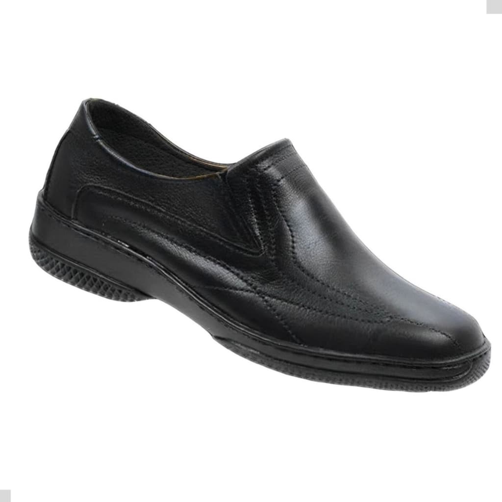 Sapato Social Preto Masculino Couro Legitimo Original Campolina Solado Borracha Costurado Casamento