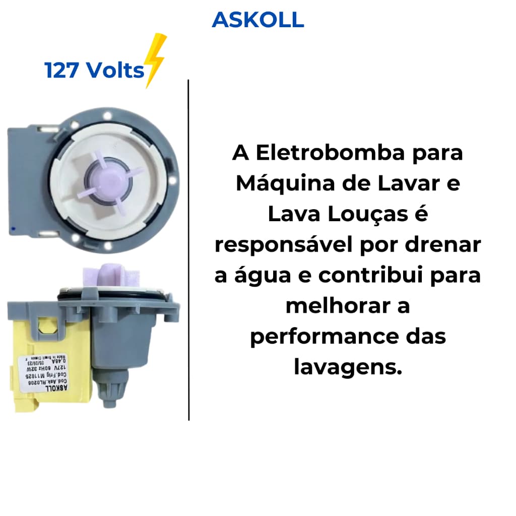 Bomba 110v De Drenagem Eletrobomba De Drenagem Compativel Lavadora Electrolux Brastemp Askoll