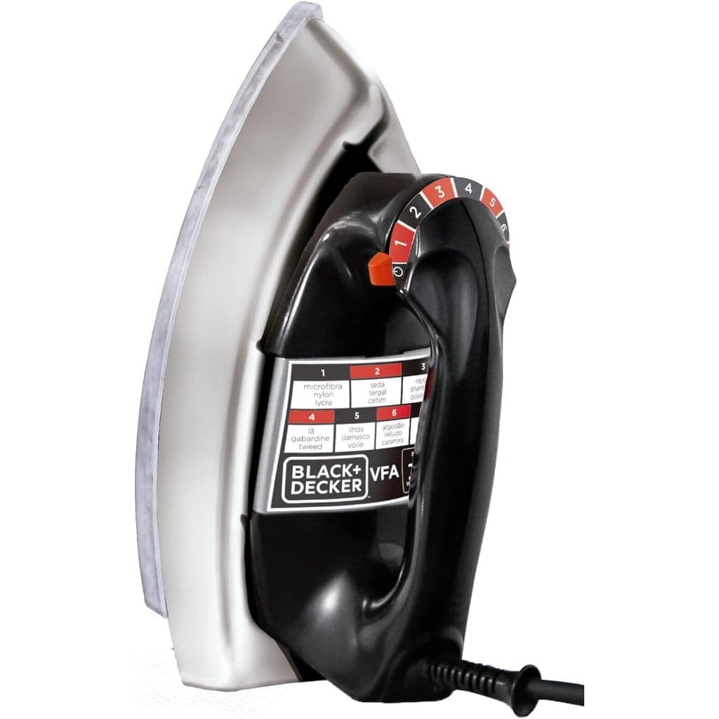Black Decker Ferro de Passar Roupa a Seco, Metálico Preto, Modelo VFA 127V