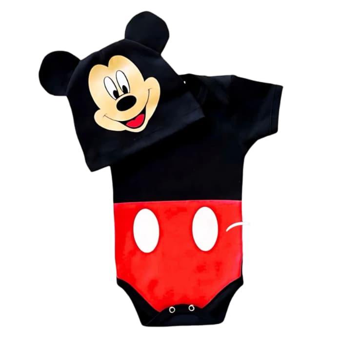 Body Temático Mesversário Bebê Menino Mickey Rostinho