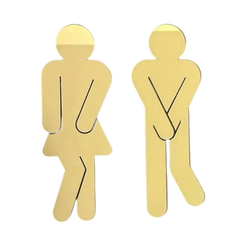 Placa Decorativa de Banheiro Masculino/Feminino – Acrílico Espelhado