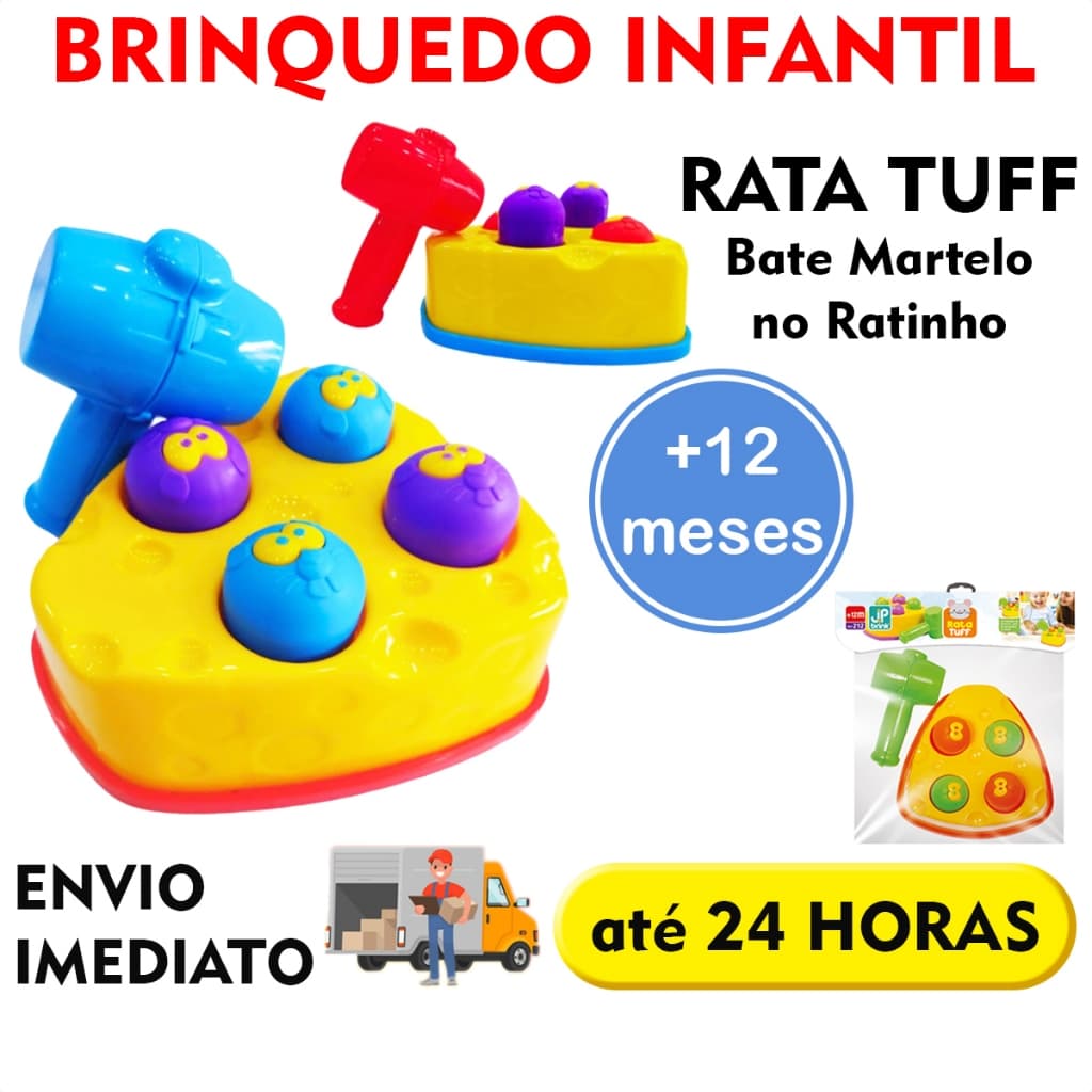 Brinquedo Educativo Rata Tuff Bate Bate Martelo Ratinho Didático Infantil Crianças Motora Jxp Brink