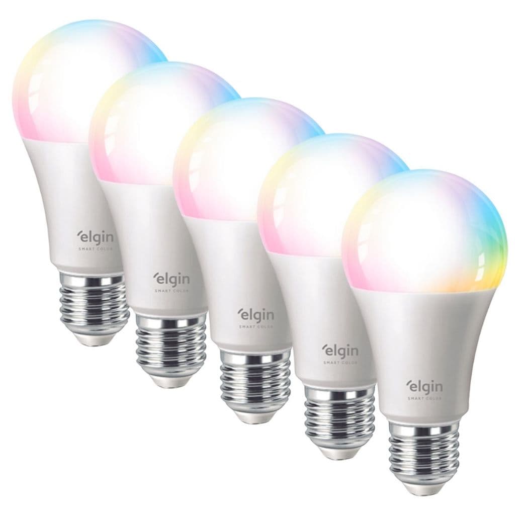 Kit 5 Lâmpadas Inteligente Led Bulbo 10w Rgb Smart Color - Elgin