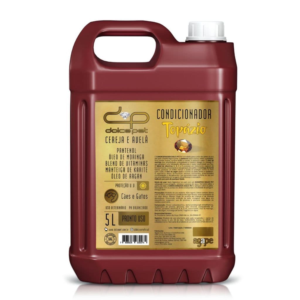 Condicionador Cereja E Avelã Dolce Pet Cães e Gatos - 5 L