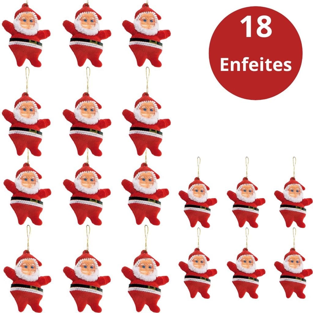 Kit 18 Papai Noel Pendente Enfeite Arvore de Natal