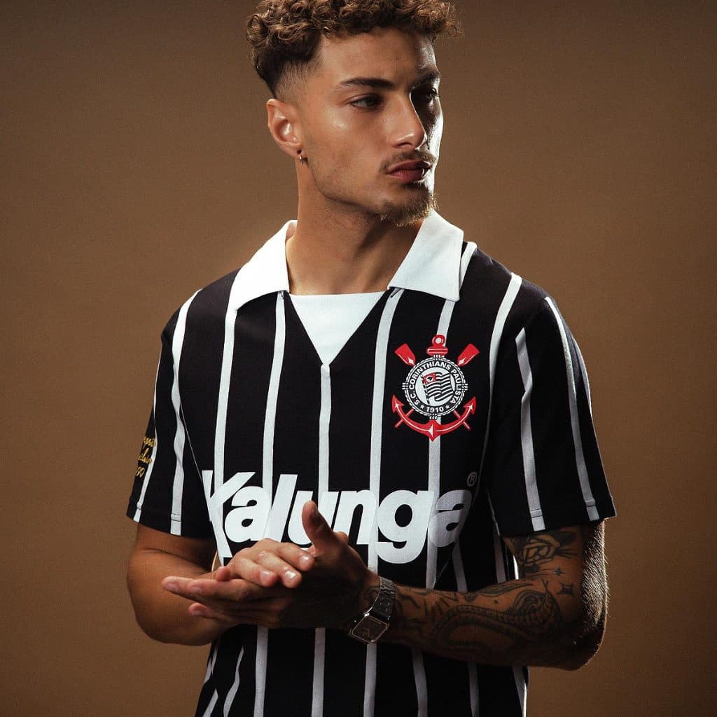 Camisa Polo Retr么 Corinthians 1990 Kalunga Masculina Oficial