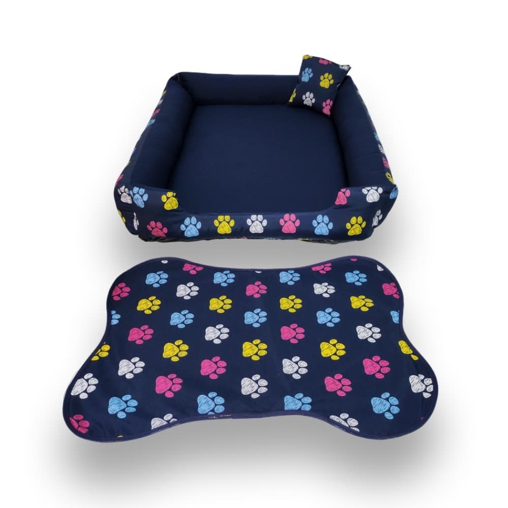 cama retangular cama cachorro grande até 25kg caminha 70x80cm + tapete para comedouros