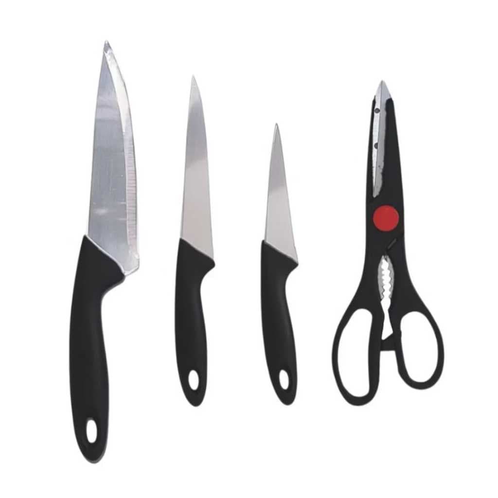 Kit Facas de Cozinha, 4 peças, Utensílios de Cozinha, Tesoura para Cozinha, Kit Facas de Churrasco