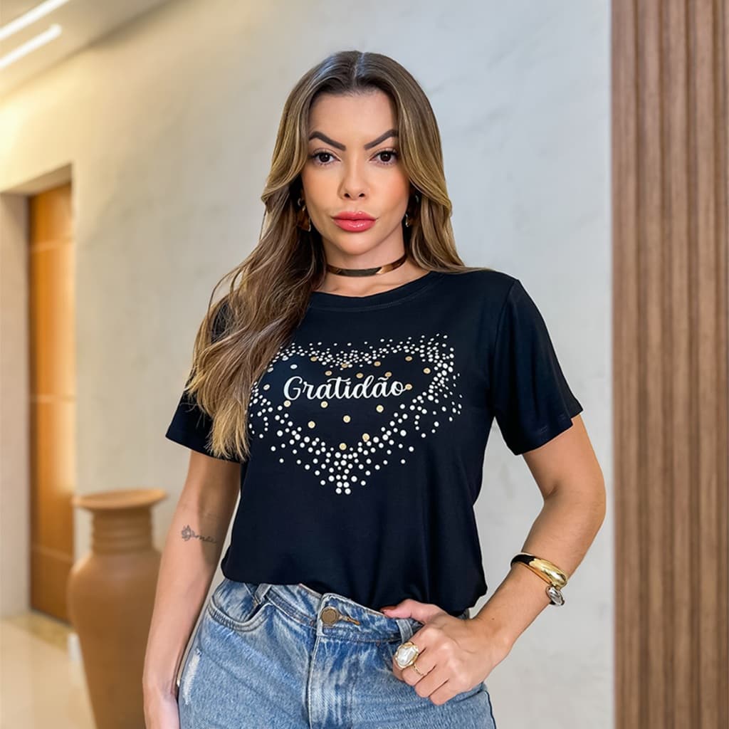Camiseta T-shirt Feminina Estampada Gratidão
